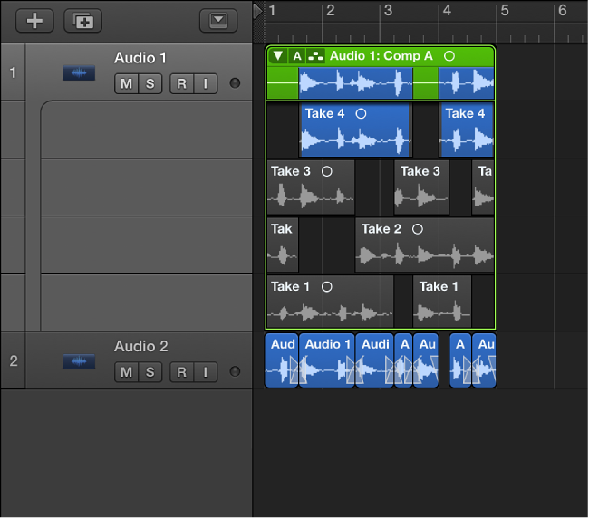 Figure. Showing the moved comp on a new track.