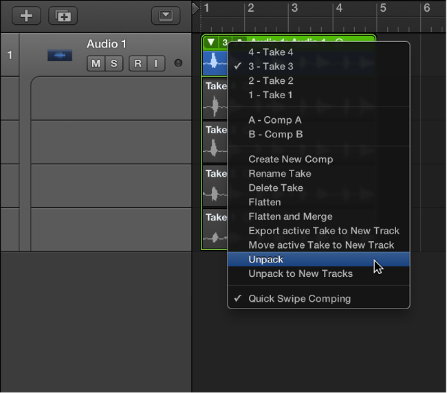 Figure. Choosing Unpack from the pop-up menu.