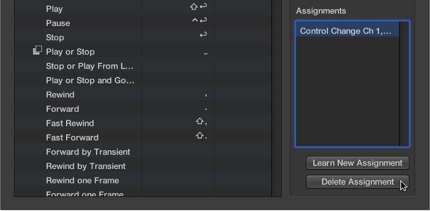 Figure. Deleting a controller assignment.