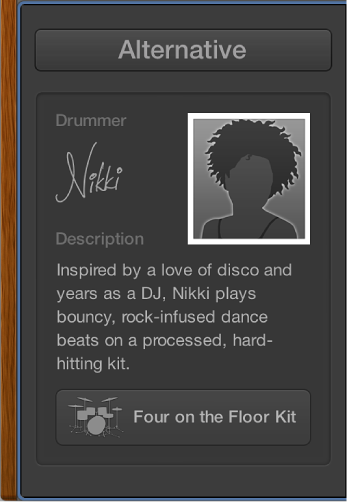 Figure. Drummer Editor showing drummer card.