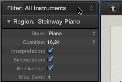 Figure. Score Set menu in the Inspector.
