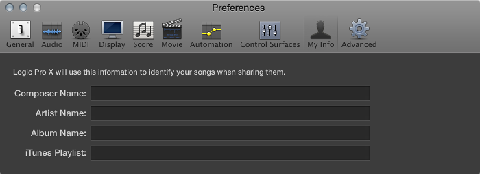 Figure. My Info preferences.