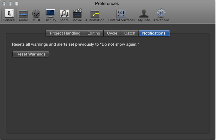 Figure. General Notifications preferences.