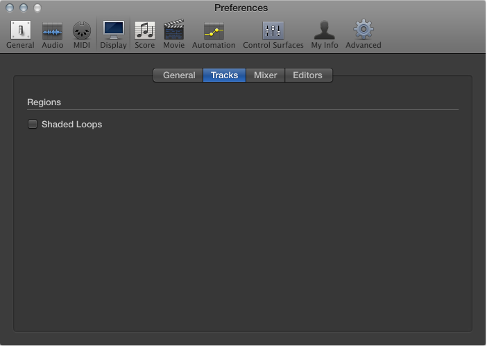 Figure. Tracks Display preferences.