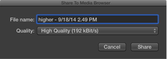 Figure. Share to Media Browser dialog.