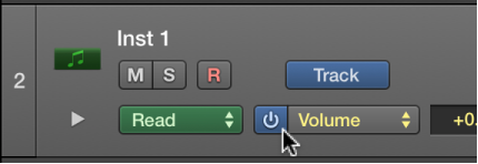 Figure. Showing Volume Automation On/Off button.