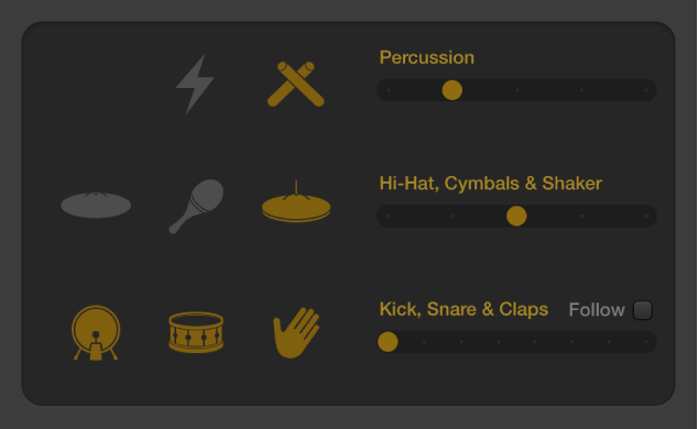 Figure. Drummer Editor showing electronic pattern variation controls.
