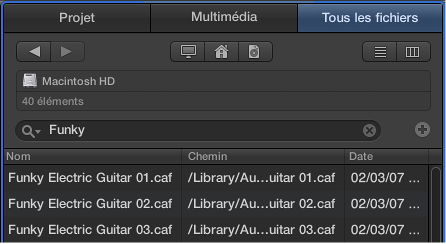 Figure. Champ de recherche dans le navigateur Tous les fichiers.