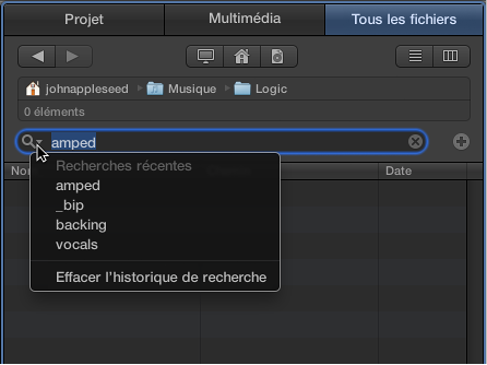 Figure. Menu local de la loupe dans le navigateur Tous les fichiers.