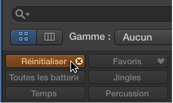 Figure. Bouton Réinitialiser dans le navigateur de boucles.