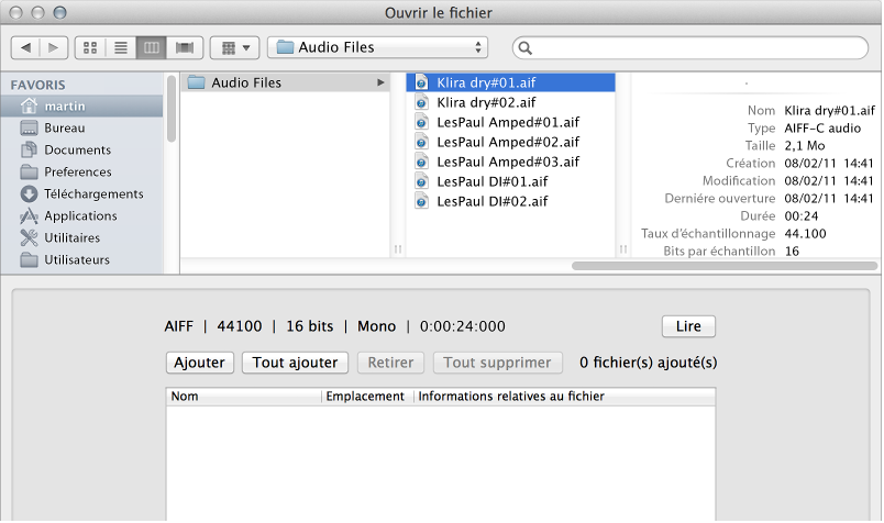 Figure. Zone de dialogue Ouvrir le fichier.