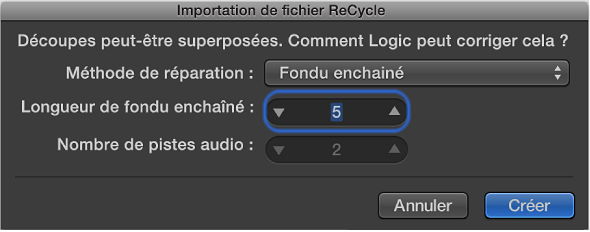 Figure. Zone de dialogue Importation de fichier ReCycle.