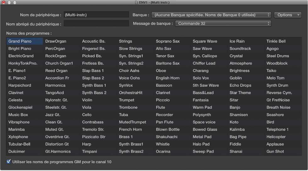 Figure. Fenêtre Multi-instrument.