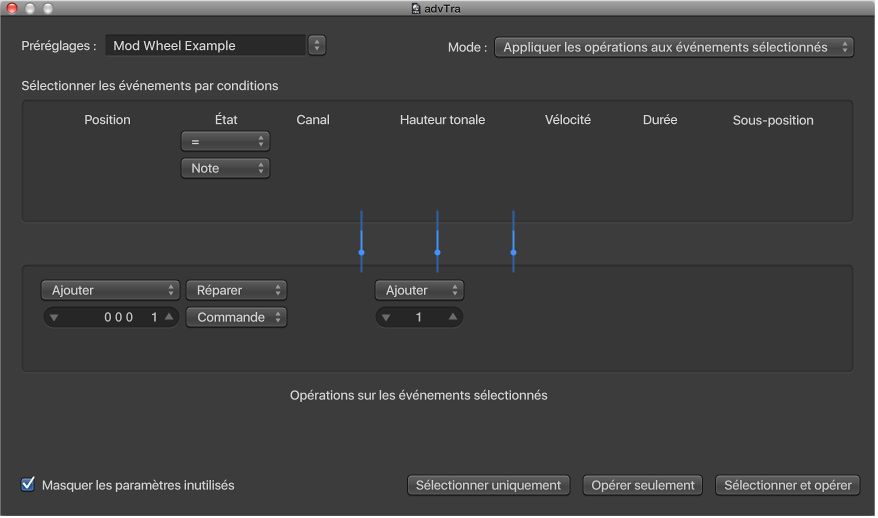 Figure. Fenêtre de transformation.