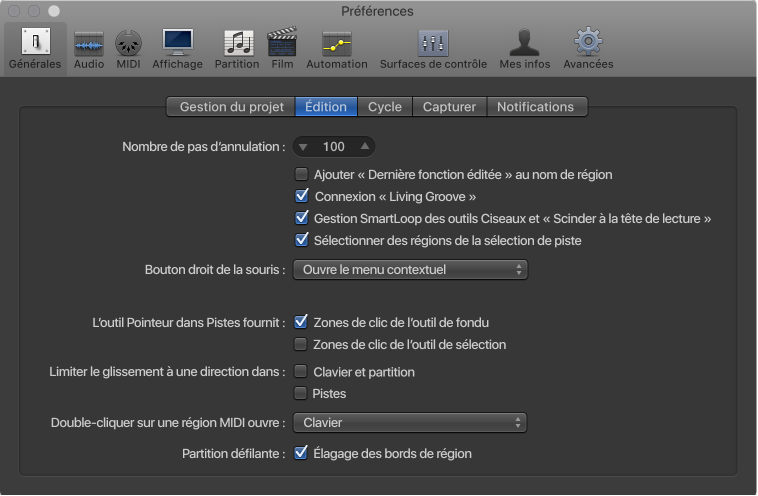 Figure. Préférences d’édition générales.