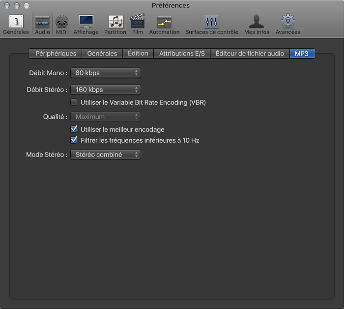Figure. Préférences MP3.
