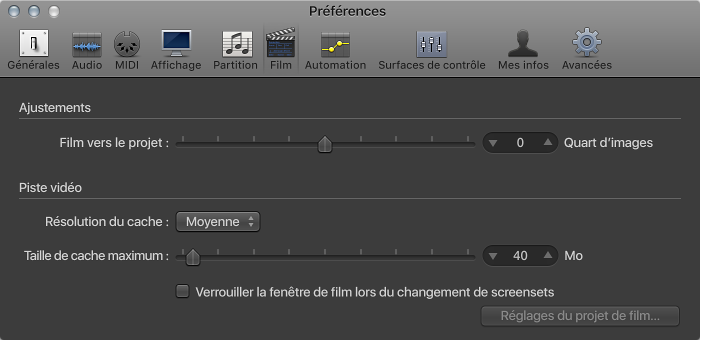 Figure. Préférences Film.