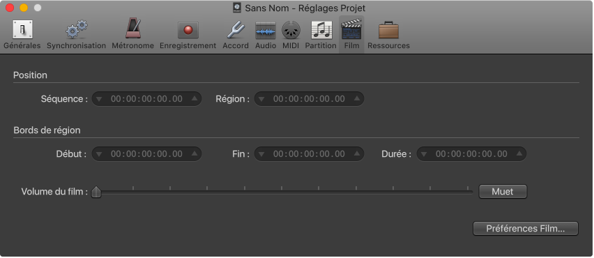 Figure. Réglages Film.
