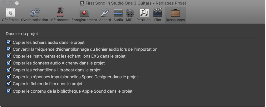 Figure. Réglages Ressources.