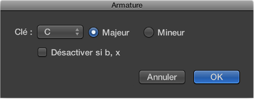 Figure. Zone de dialogue Armature.