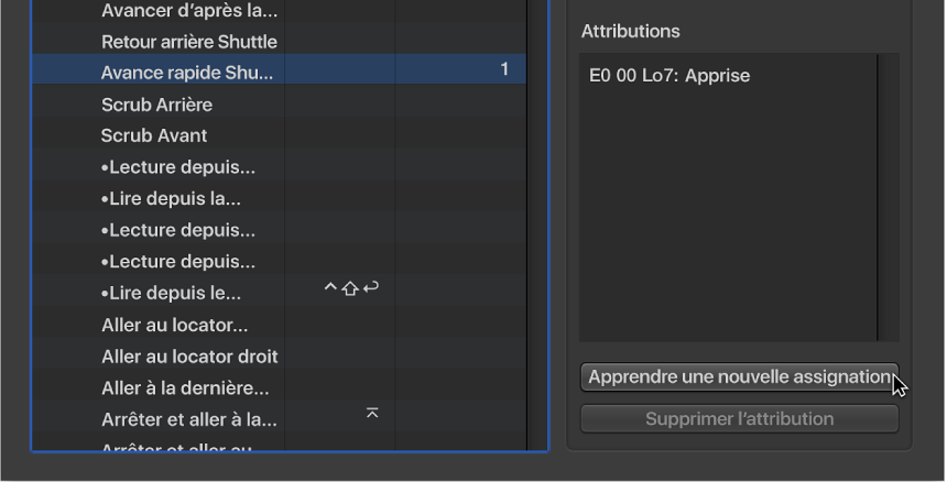 Figure. Apprentissage d’une assignation de contrôleur.