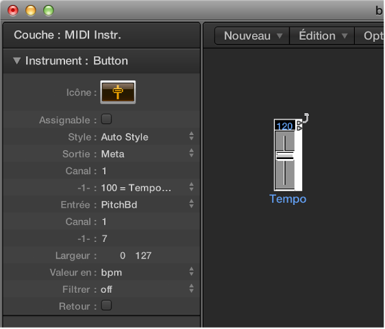Figure. Curseur de tempo dans l’environnement.