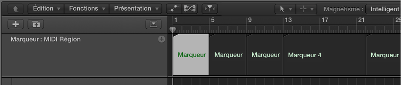 Figure. Marqueurs dans la piste des marqueurs.