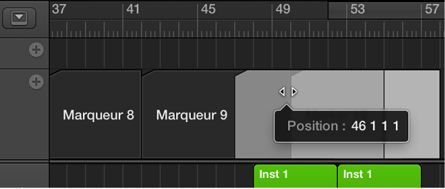 Figure. Glissement d’un marqueur tout en maintenant la touche Option enfoncée.