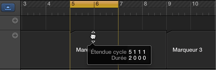 Figure. Glissement de la zone de lecture en boucle sur un marqueur.