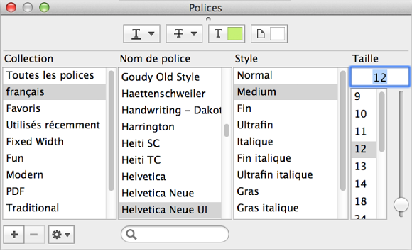 Figure. Fenêtre Police du texte de marqueur.
