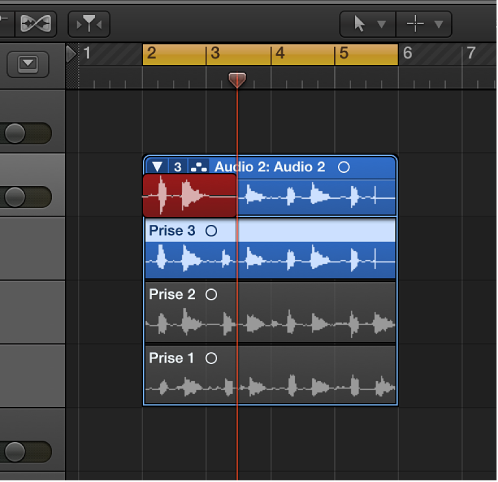 Figure. Enregistrements audio dans le dossier de prises.