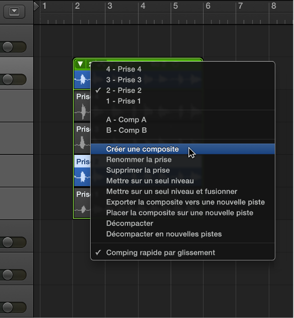 Figure. Sélection de Créer une composite dans le menu local.