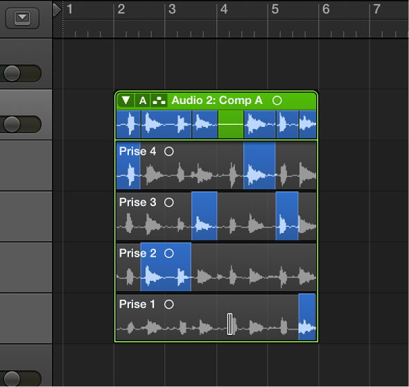 Figure. Clic sur une zone non sélectionnée d’une prise, tout en maintenant la touche Majuscule enfoncée.