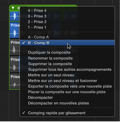 Figure. Indication d’une composite dans le menu local.
