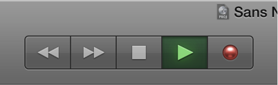 Figure. Boutons de transport avec le bouton Lecture sélectionné.