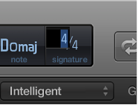 Figure. Chiffrage de mesure sélectionné dans l’écran LCD, prêt pour la saisie d’une nouvelle valeur.