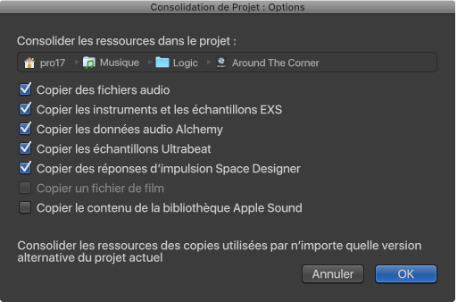 Figure. Zone de dialogue Consolidation de Projet