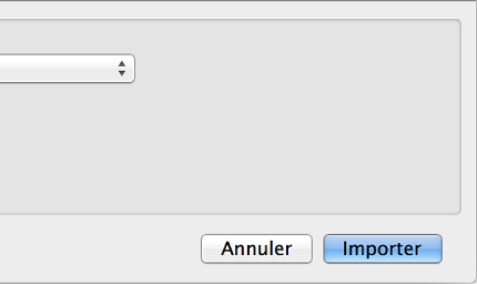 Figure. Bouton d’importation dans la zone de dialogue d’importation