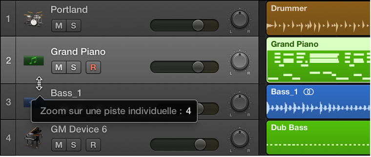 Figure. Zoom sur une piste dans son en-tête.