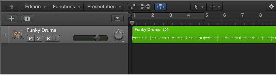 Figure. Zone Pistes présentant la piste audio sélectionnée.