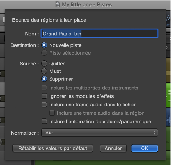 Figure. Zone de dialogue « Bounce des régions à leur place ».