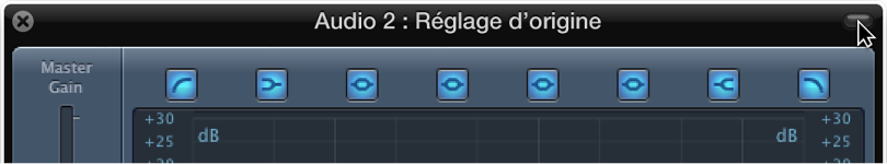 Figure. Pointeur placé sur l’icône située dans le coin supérieur droit de la fenêtre de module.