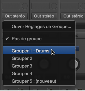 Figure. Slot de groupe indiquant l’appartenance à un groupe de tranches de console.