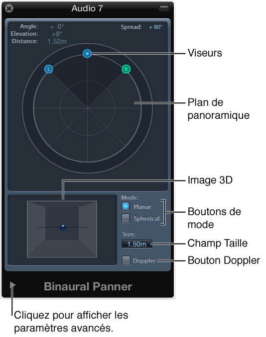 Figure. Fenêtre Binaural Panner.