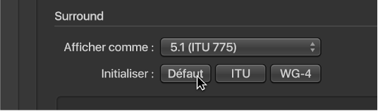 Figure. Boutons Initialiser dans les préférences Surround.