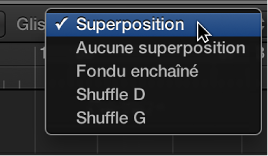 Figure. Menu local Glissement pour la zone Pistes.