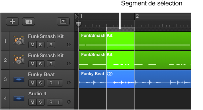 Figure. Segment de sélection dans la règle.