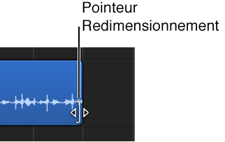 Figure. Pointeur de redimensionnement au-dessus du bord d’une région.