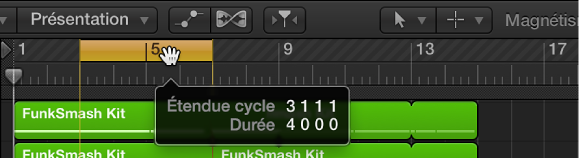 Figure. Définition des positions des locators droit et gauche par glissement dans la règle.