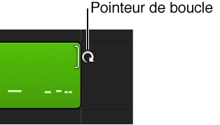 Figure. Pointeur Boucle apparaissant au-dessus du bord d’une région.